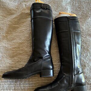 Tod's Black Leather Tall Boot gomma stivale aderente  Size 41 (11 US)  NEW